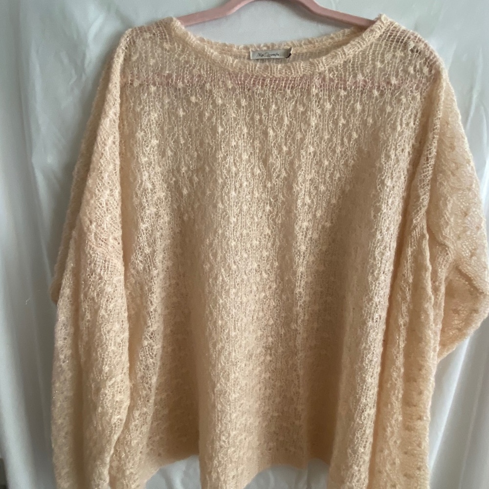 Mes Demoiselles sheer oversizes sweater, Medium/Large, Blush and Gold